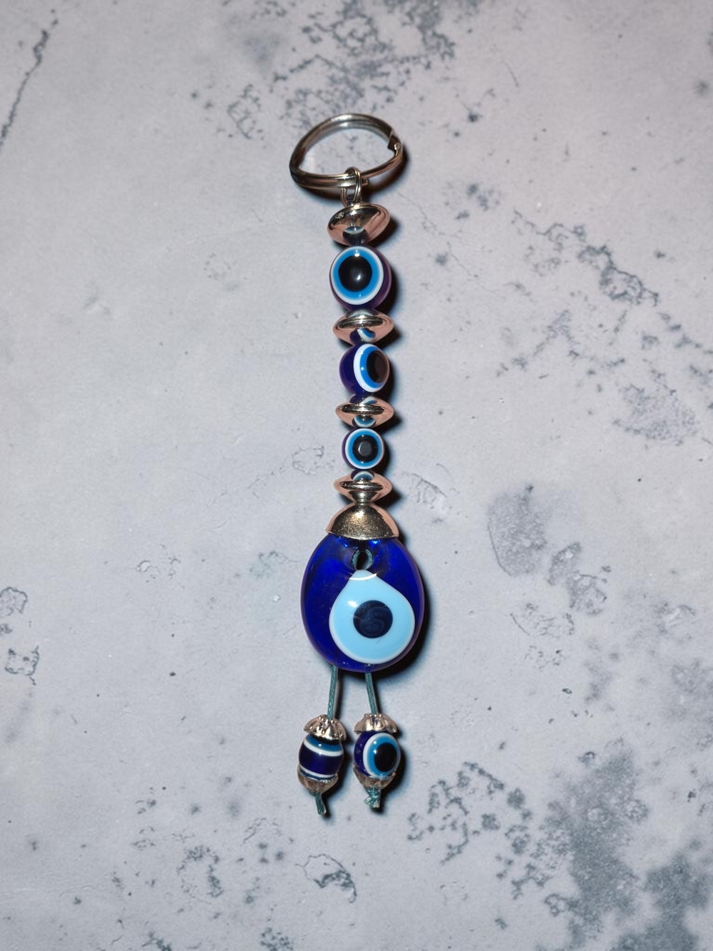 Handmade Evil Eye Glass Keychain Charm